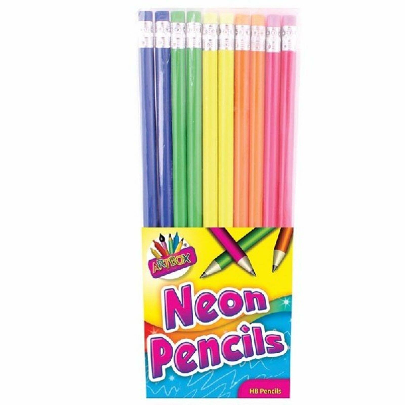 Artbox 10 Neon Rubber Tip HB Pencils