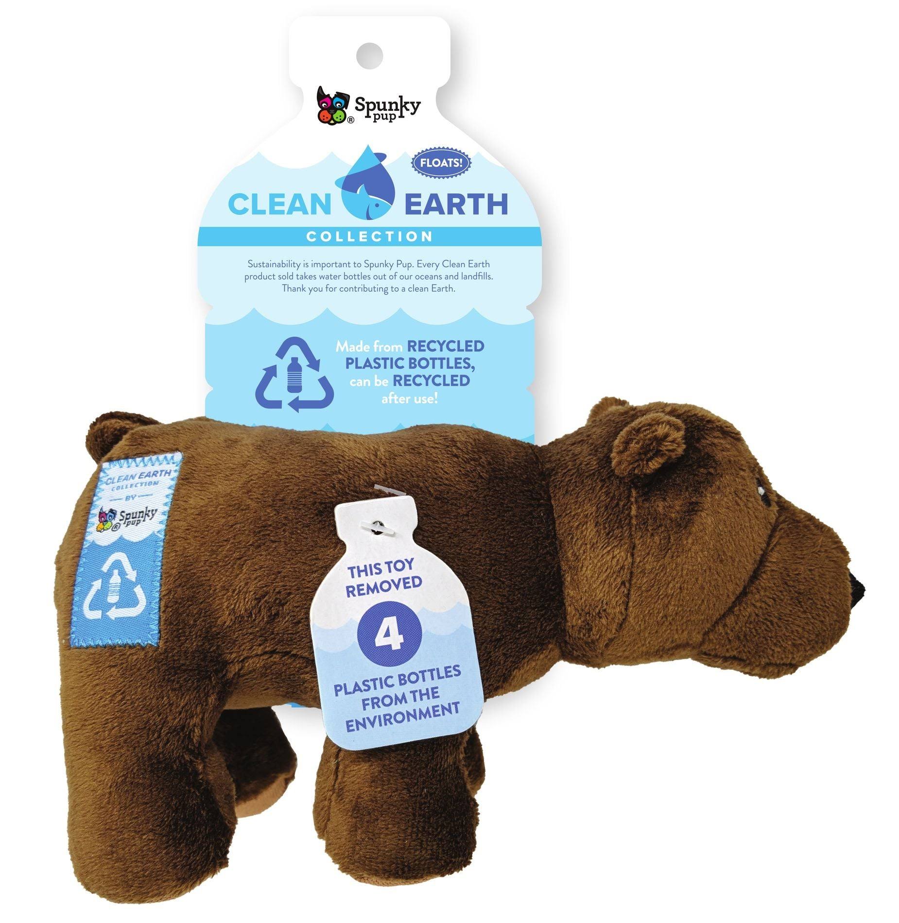 Spunky Pup Clean Earth Bear Dog Toy - Large
