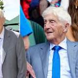 Sir Michael Parkinson in good spirits at Wimbledon as he makes rare outing with wife Mary