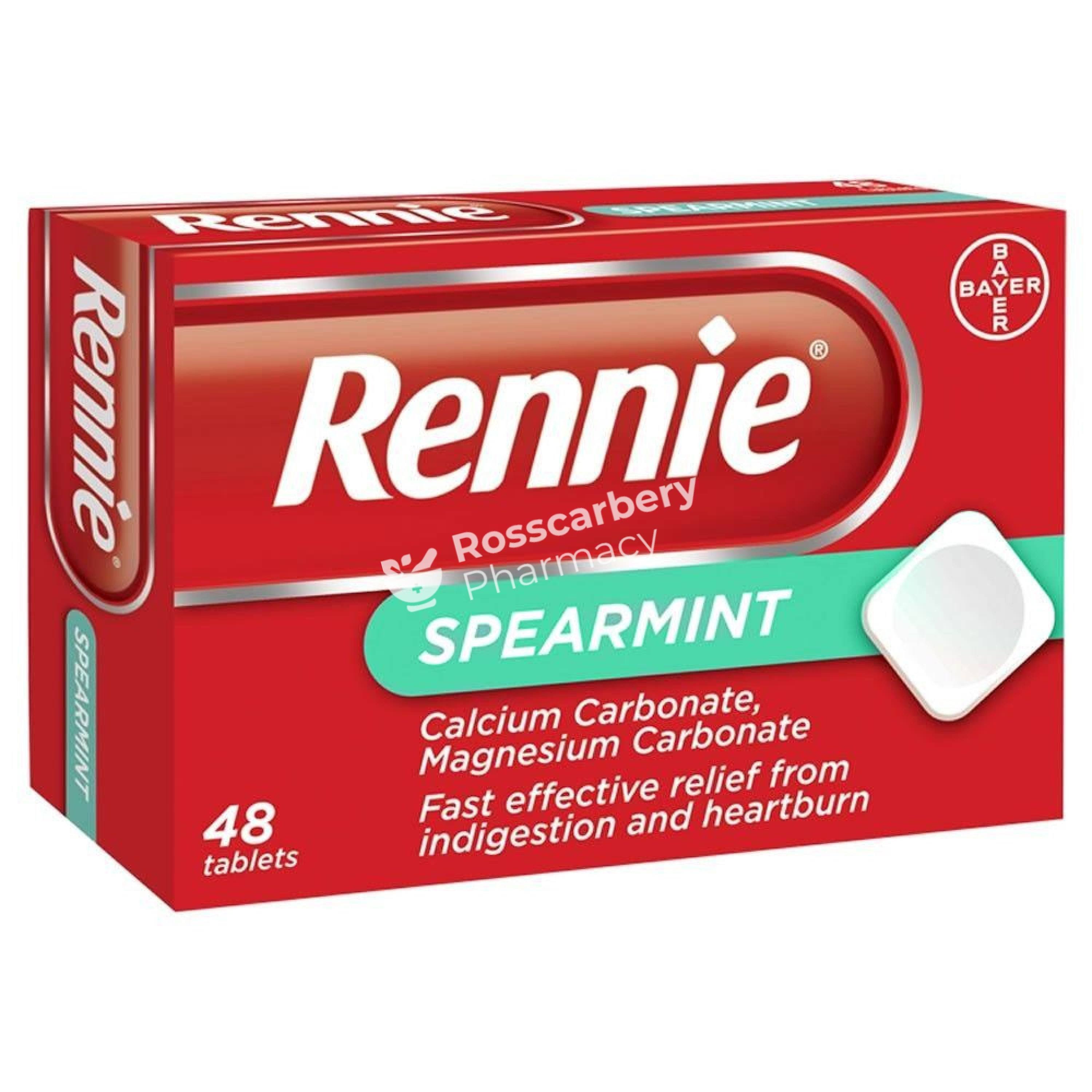 Rennie Relief from Indigestion and Heartburn - Spearmint, 48 Chewable Tablets