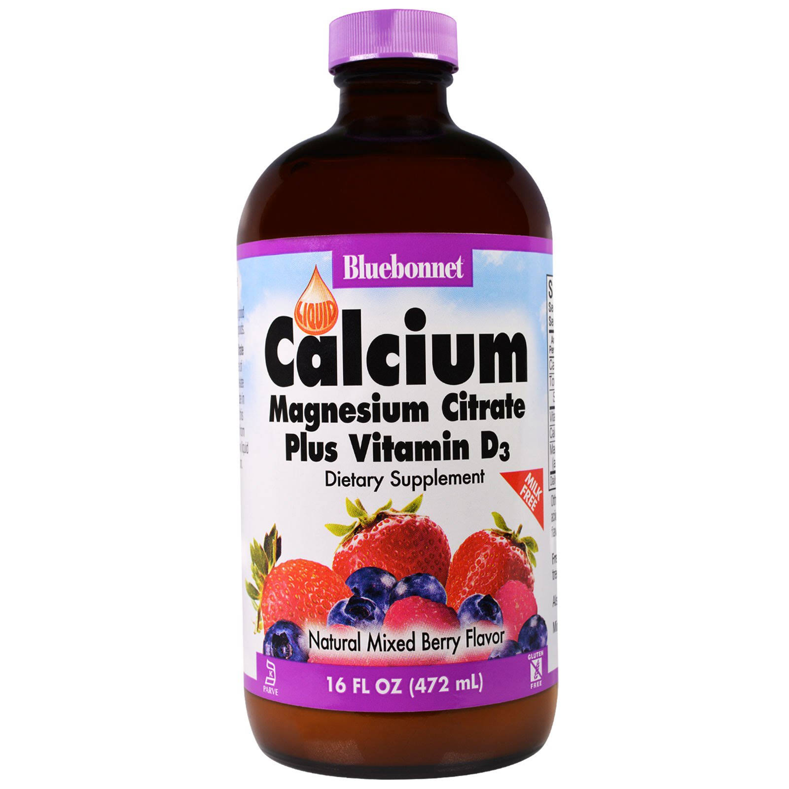 BlueBonnet Liquid Calcium Magnesium Citrate Supplement - Mixed Berry, 472ml