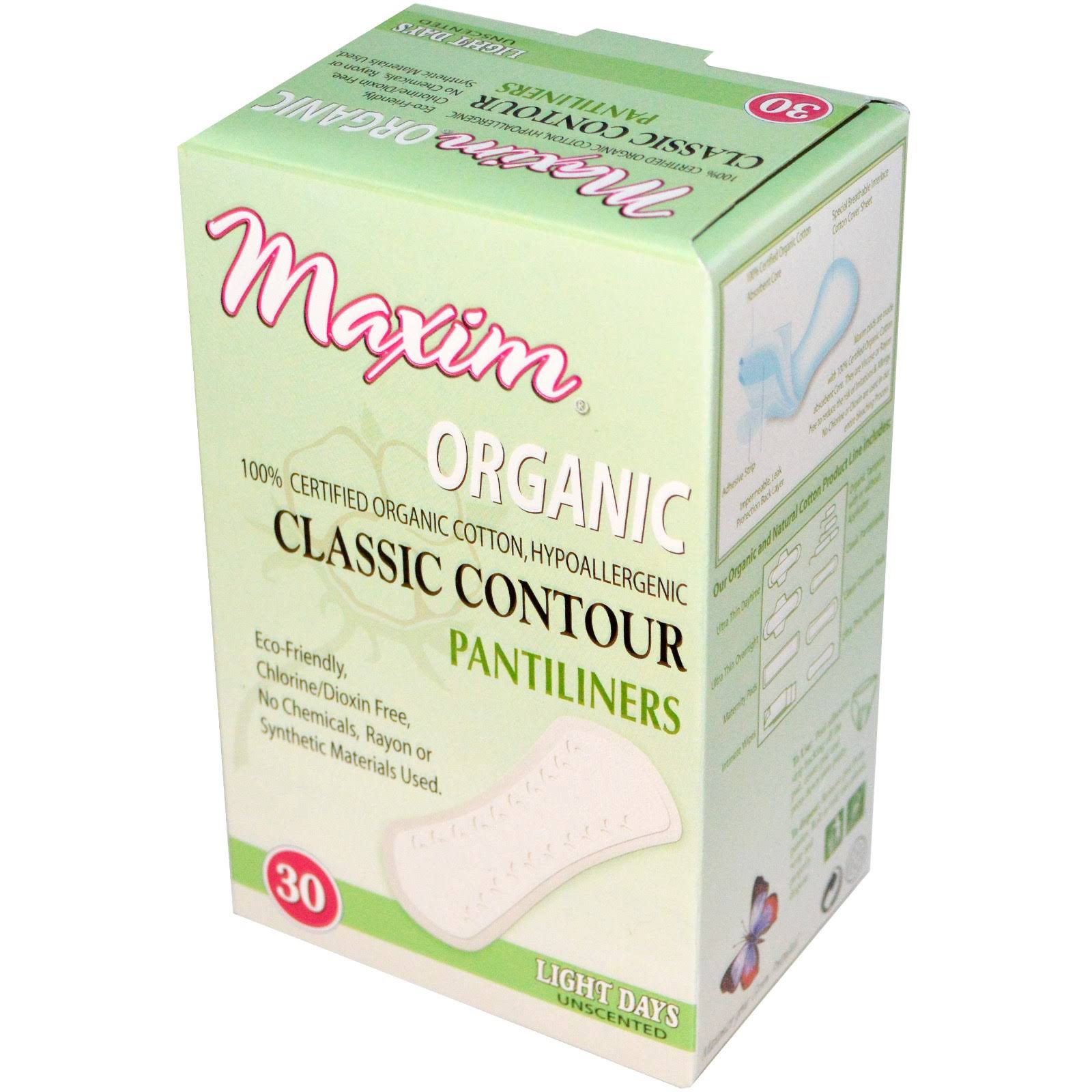 Maxim Organic Contour Hypoallergenic Panty Liners - Light Days, Unscented, 30ct