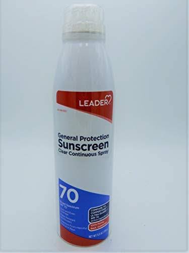 LEADER Sunscreen General Protection SPF70 Clear Continuous Spray 5.5 o
