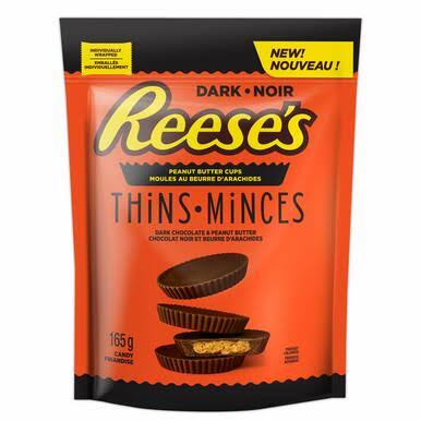 Reese's Thins Peanut Butter Cups Dark Chocolate, 165g/5.8 oz, {Imported from Canada} | Caffeine Cams Coffee & Candy Company