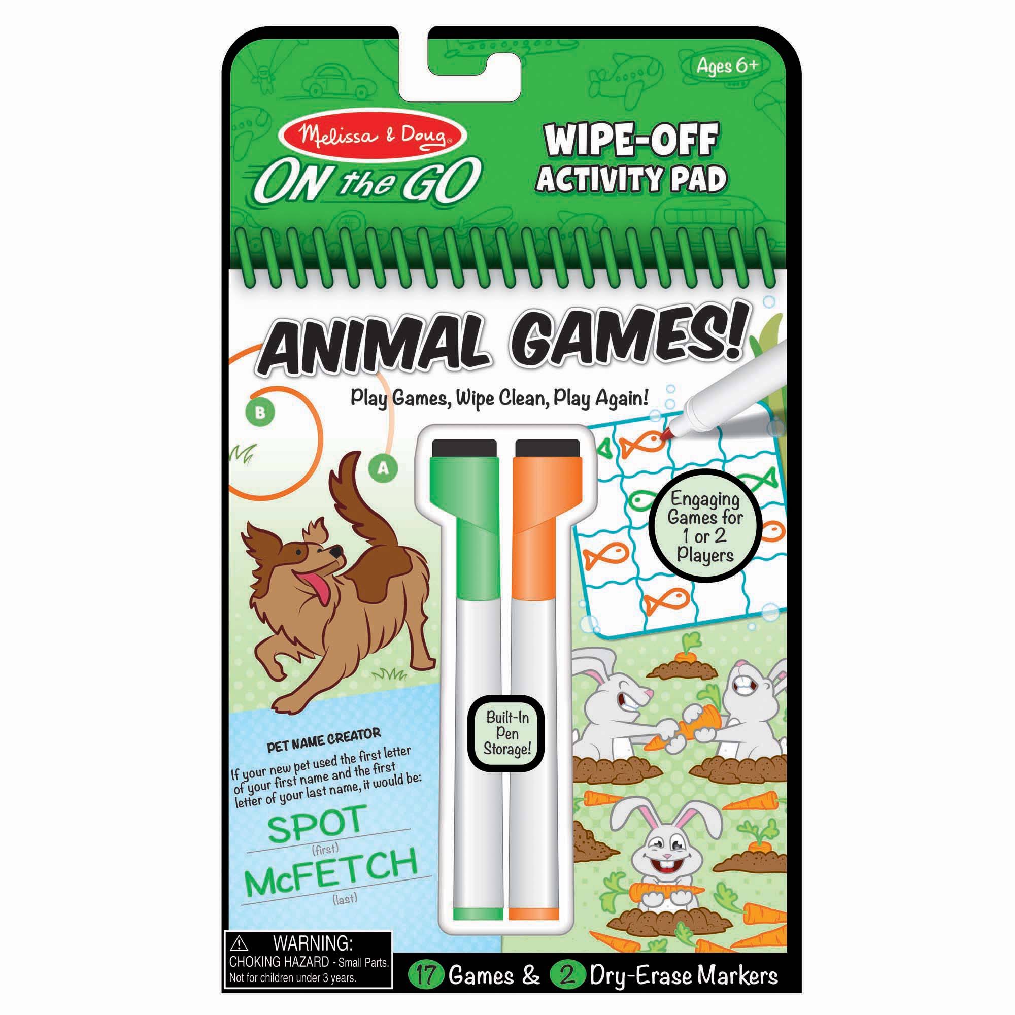 Melissa and Doug 031513 Animal Games On the Go Wipe-Off Activity Pad