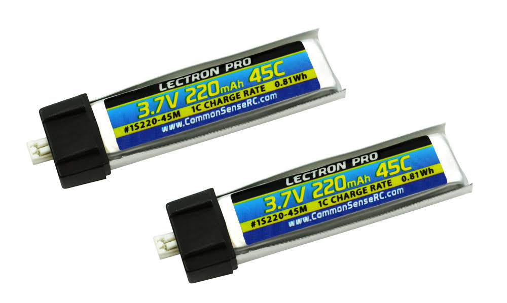 Lectron Pro 3.7V 220mah 45C Lipo Battery - 2 Pack