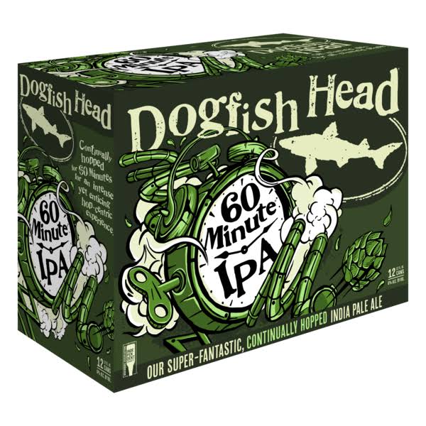 Dogfish Head Beer, IPA, 60 Minute - 12 pack, 12 fl oz cans