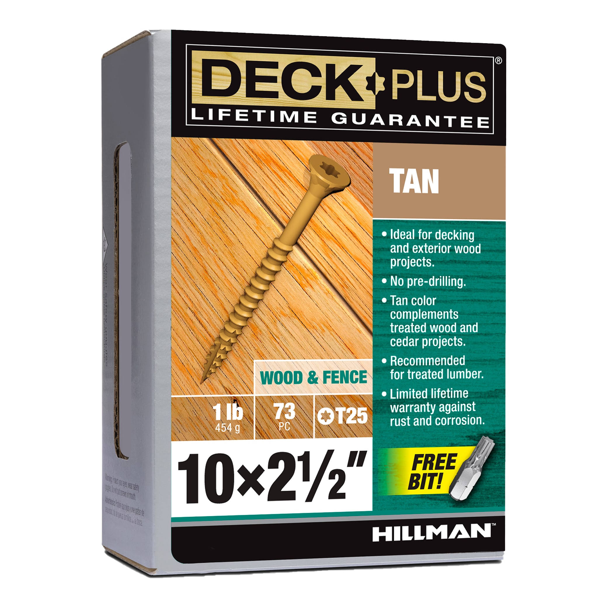 Hillman Fasteners Tan Star Drive Deck Screws - 2.5" X 10