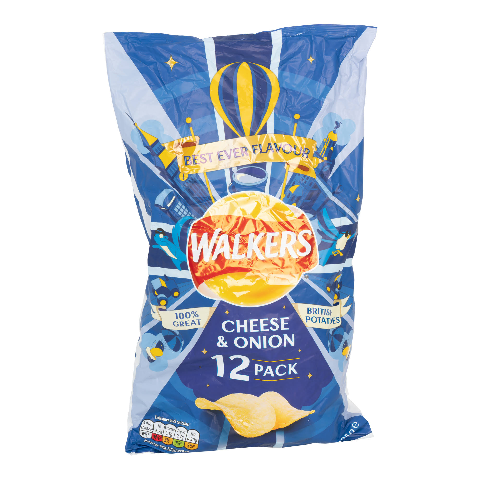 Walkers Cheese and Onion Crisps - 25g, 12ct