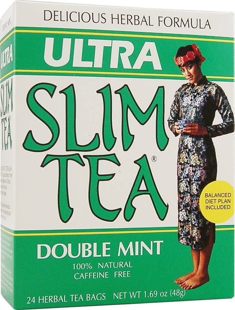 Hobe Labs Ultra Slim Herbal Tea - Double Mint, 24 Tea Bags, 1.69oz