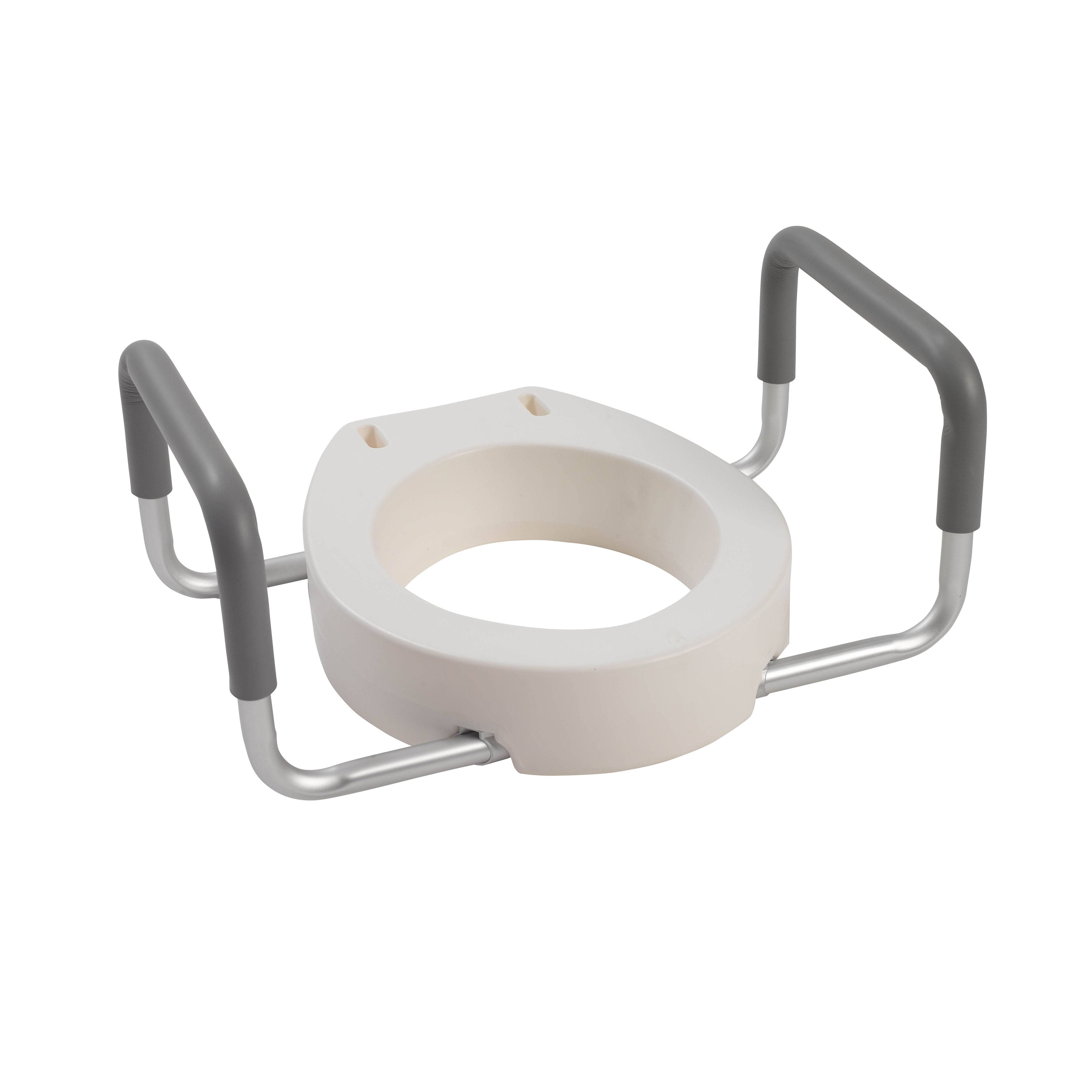 Drive Medical Premium Toilet Seat Riser - with Removable Arms, Standard Seat, White