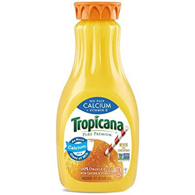Tropicana Orange Juice, No Pulp, Calcium & Vitamin D, 52 Fl