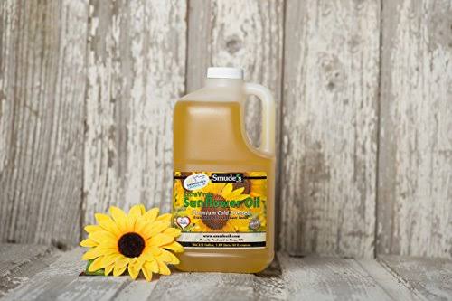 Smude Sunflower Oil 1/2 Gallon Plastic [Cold Pressed, All Natural, Non