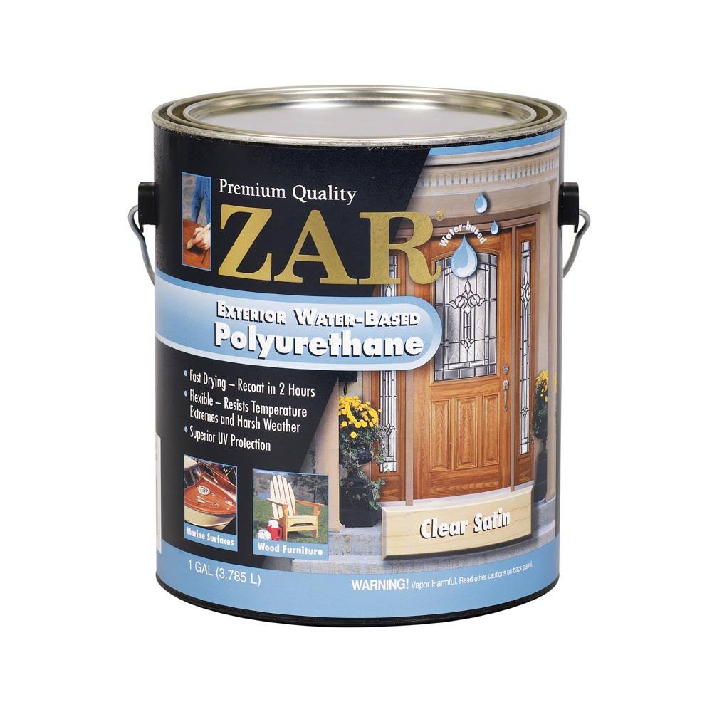 Zar 32713 Exterior Water-Based Polyurethane, Satin, 1 Gallon