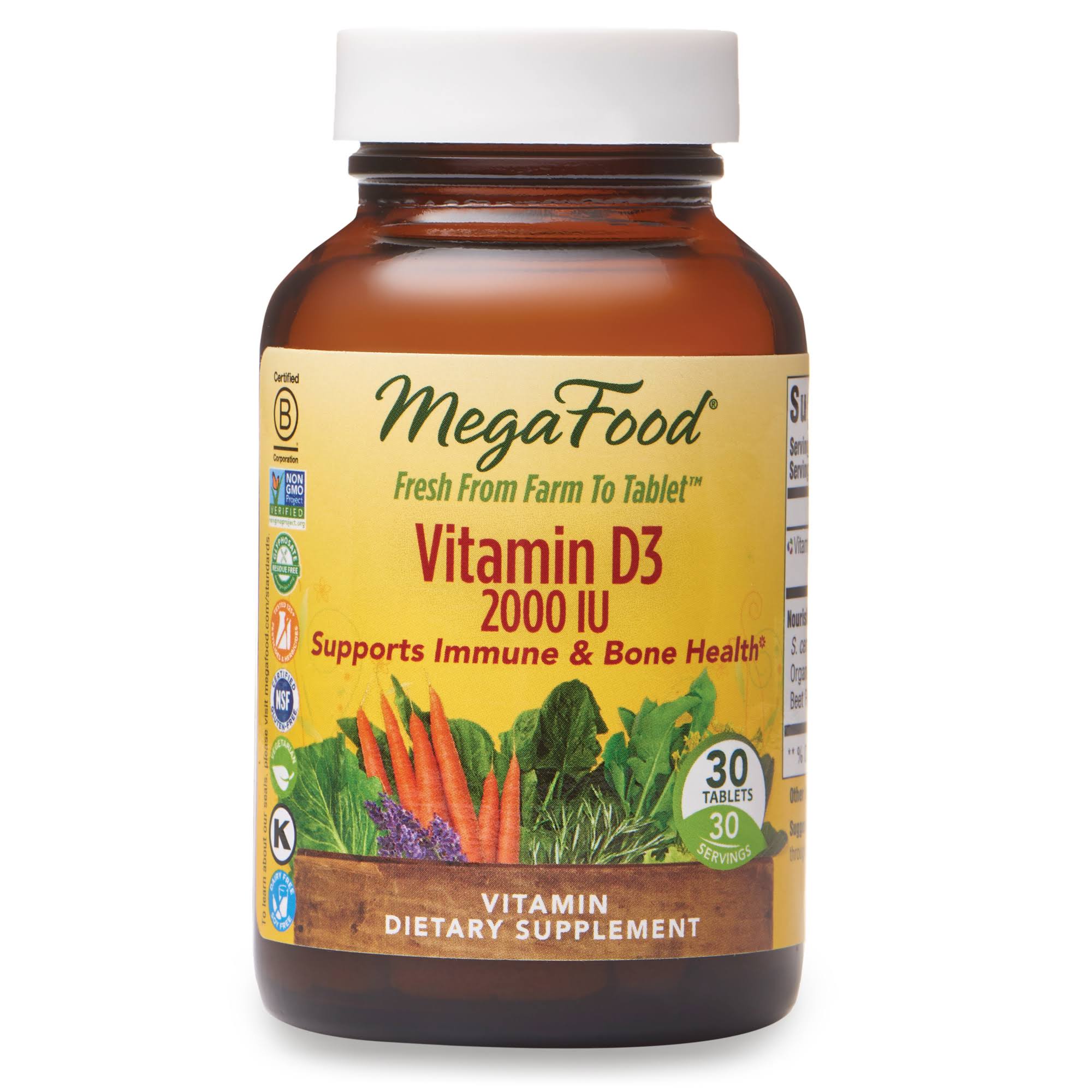 Megafood Vitamin D-3 2000 IU Dietary Supplement - 90 Tablets