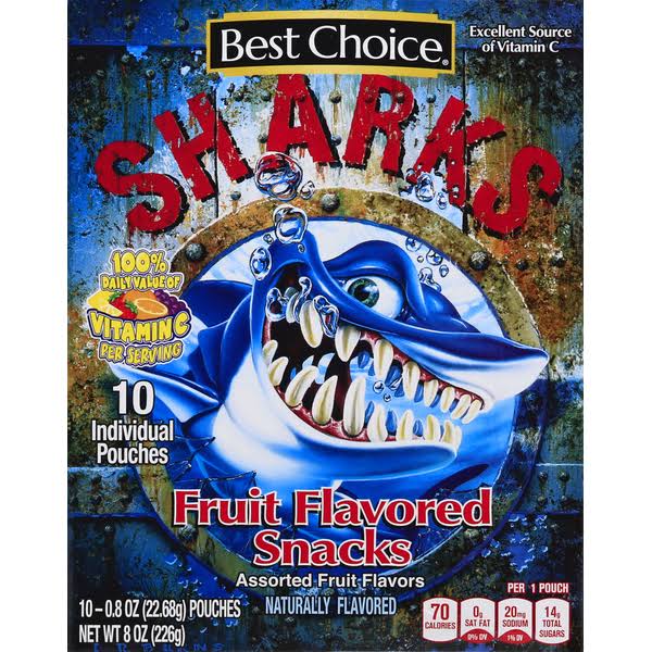 Best Choice Fruit Flavored Snacks, Assorted - 10 pack, 0.8 oz pouches