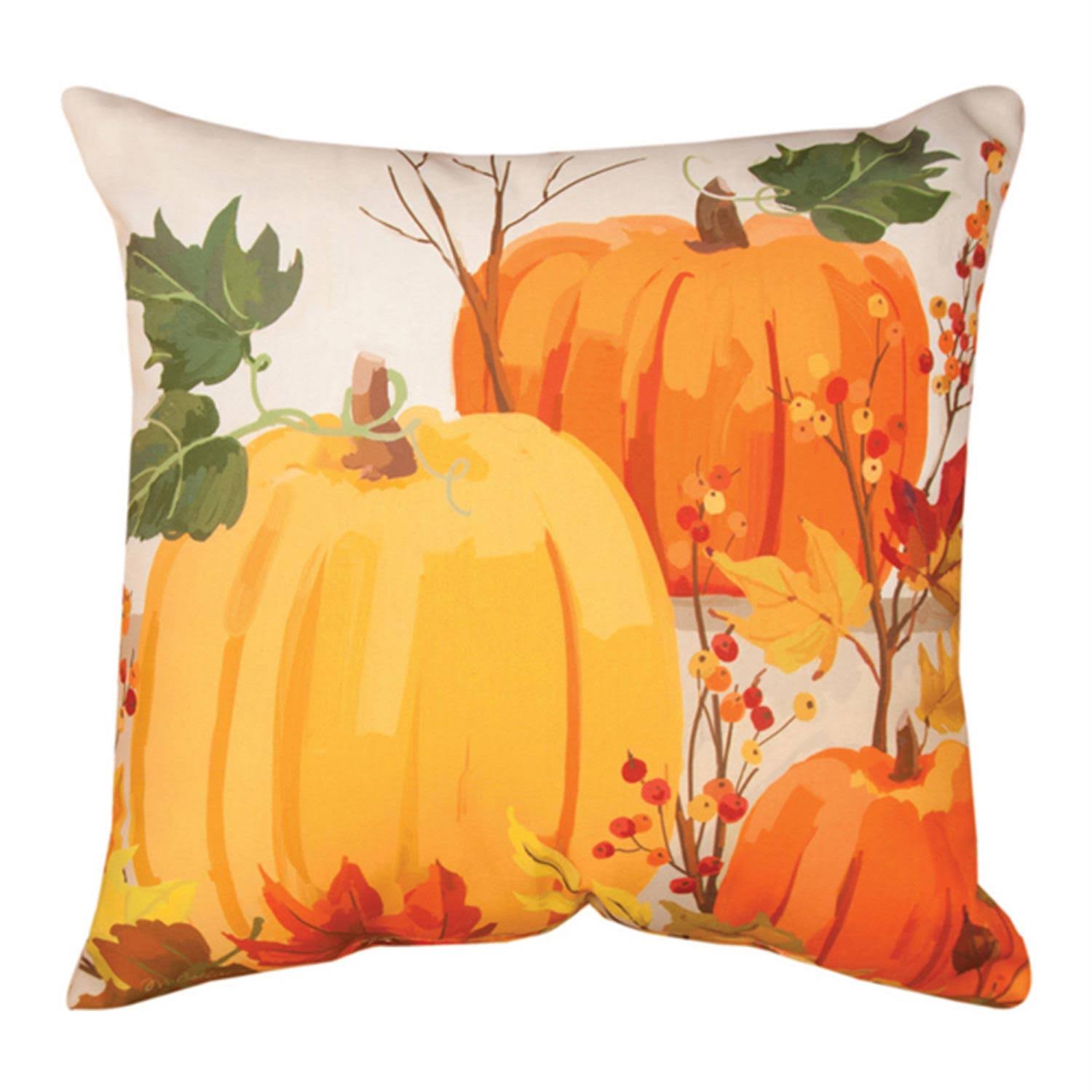 Manual Woodworkers & Weavers Indoor/Outdoor Throw Pillow, Fall Pumpkin