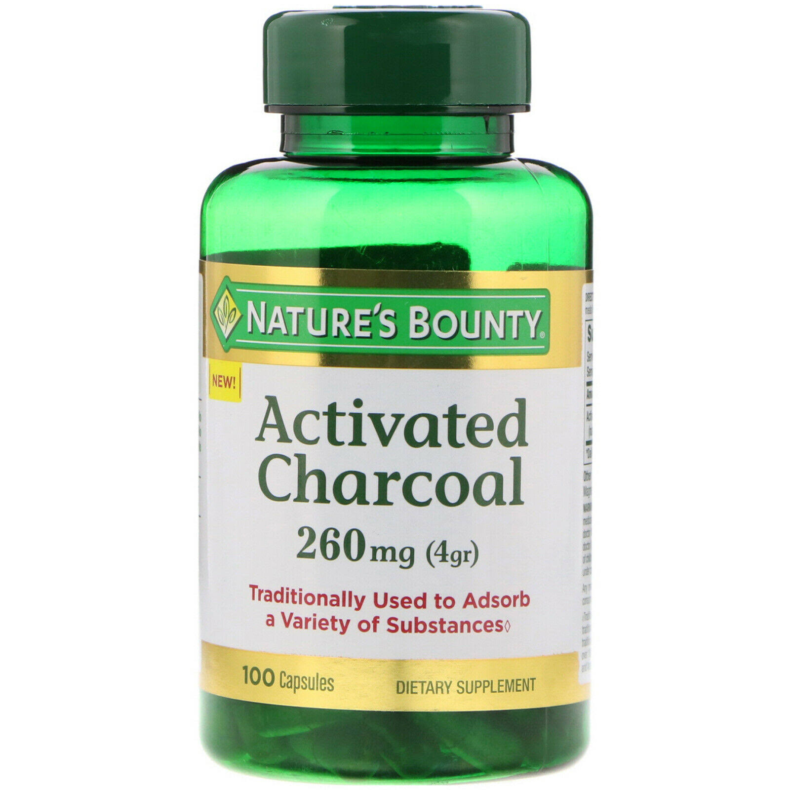 Nature's Bounty Activated Charcoal Supplement - 260mg, 100ct