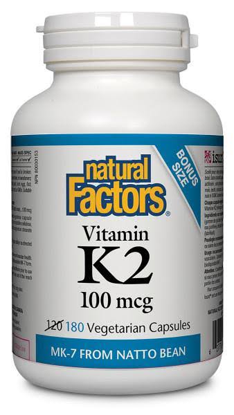 Natural Factors Vitamin K2, 100mcg, BONUS 180 Capsules