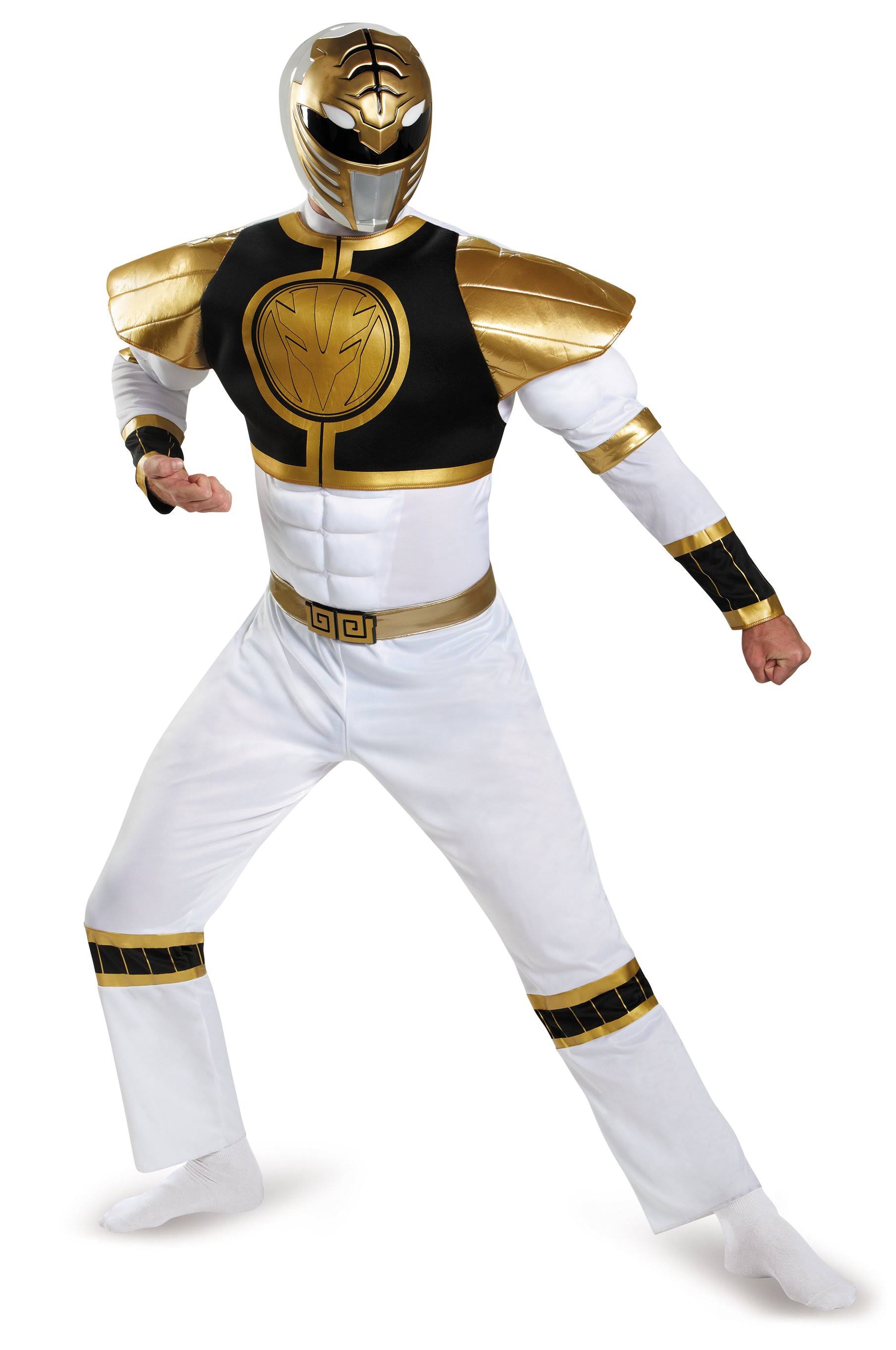 Disguise Men's Power Ranger's White Ranger Classis Muscle Adult Costume - XLarge