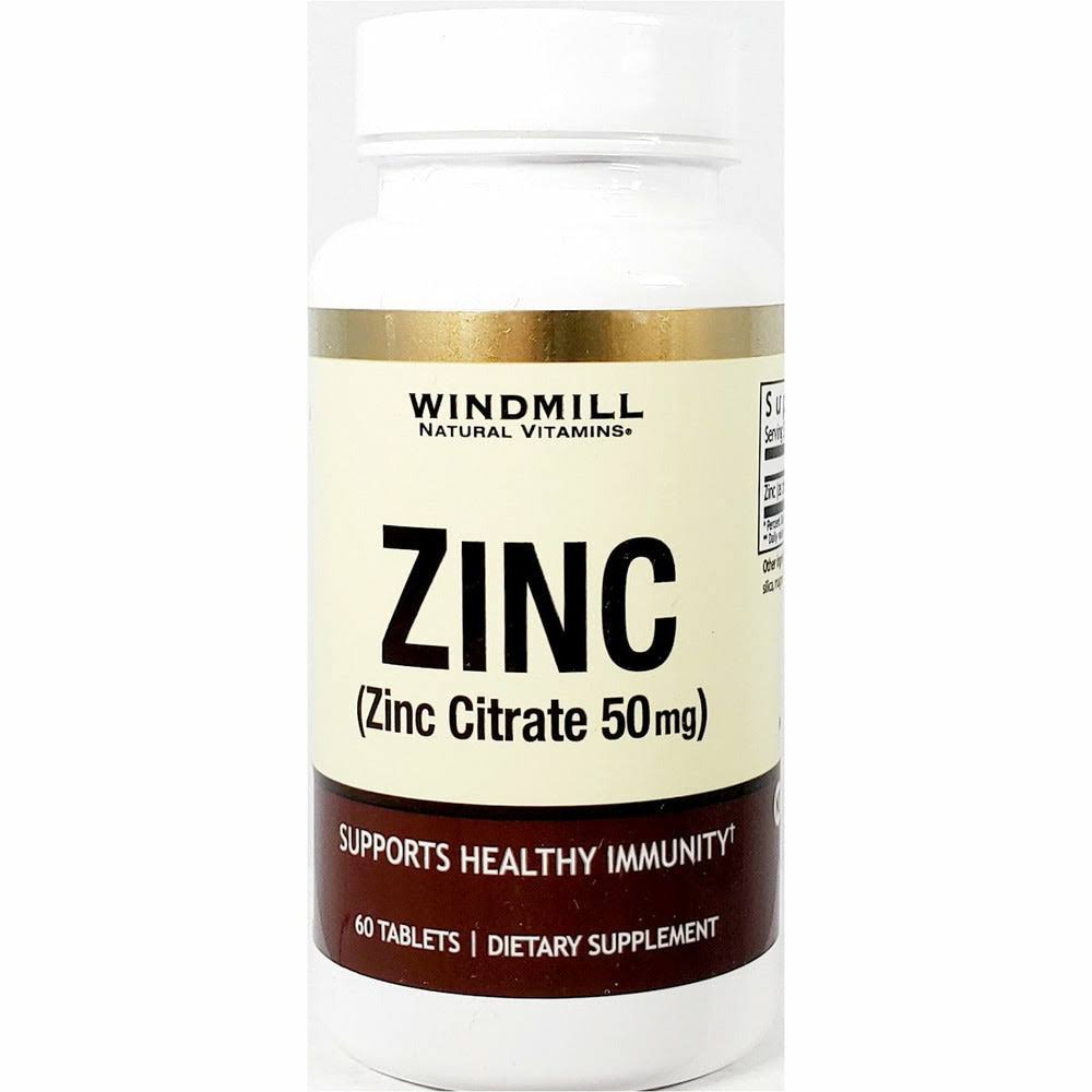 Windmill Health Zinc Citrate, 50 Mg, 60 Tabs