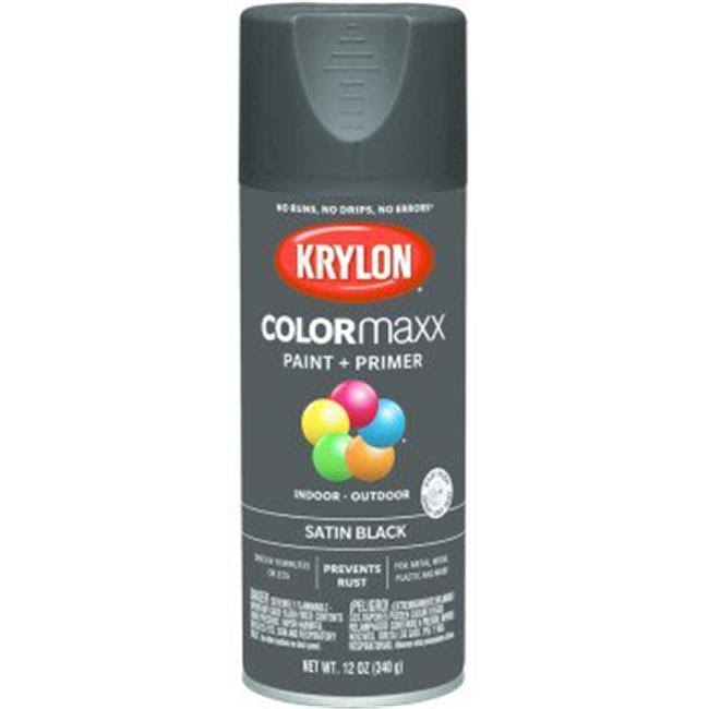 KRYLON K05557007 Paint + Primer Spray Paint ColorMaxx Satin Black 12 oz Black