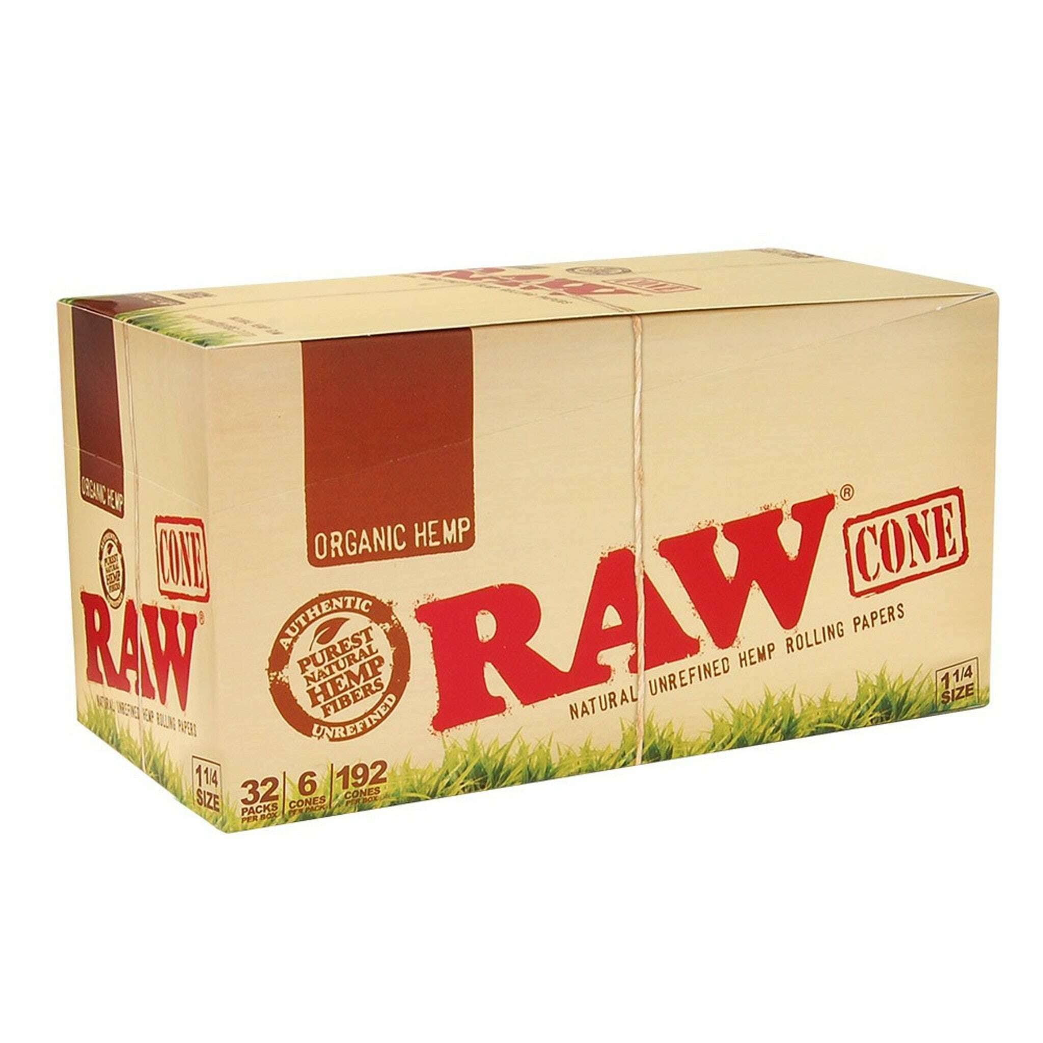 Raw Organic H E M P 1¼ Pre Rolled Cones • 6 Cones/pack