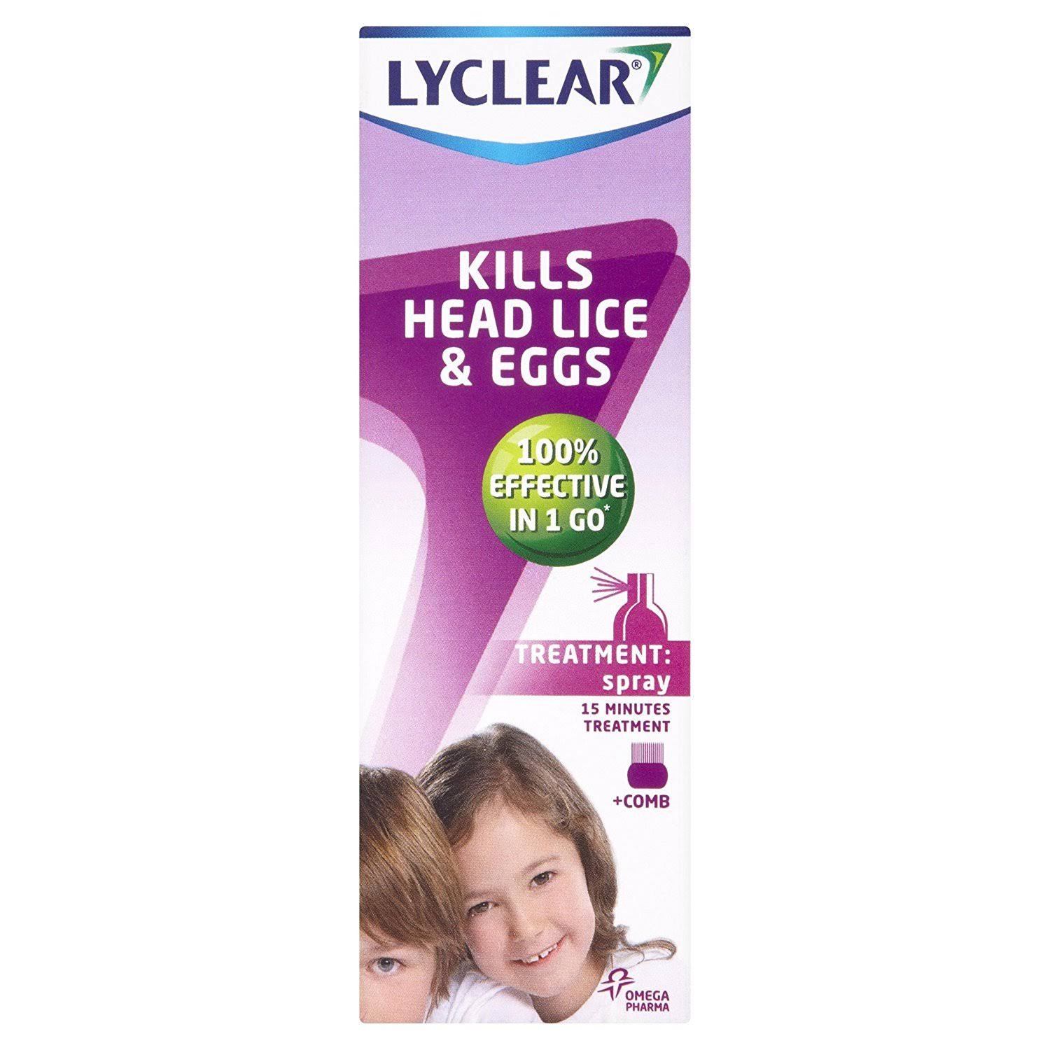 Lyclear Kills Head Lice & Eggs Spray + Comb - 100ml