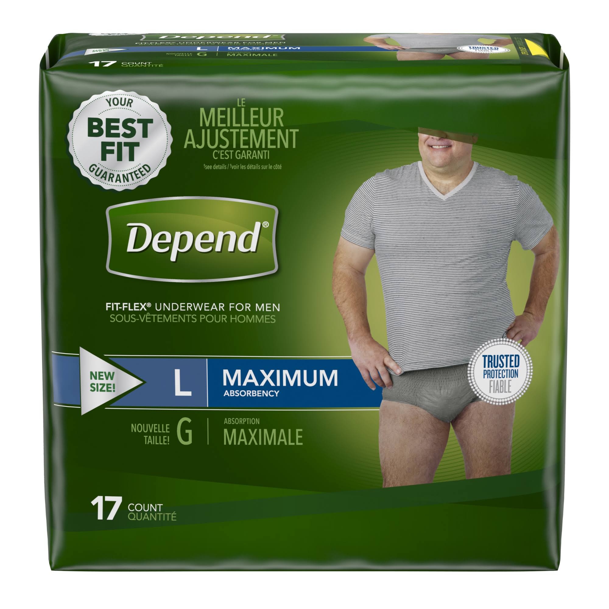 Depend Fit Flex Men's Incontinence Underwear - Large, 17ct