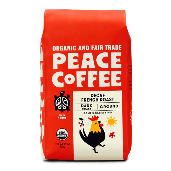 Peace Coffee Decaf Dark Roast Ground Coffee - 12 oz