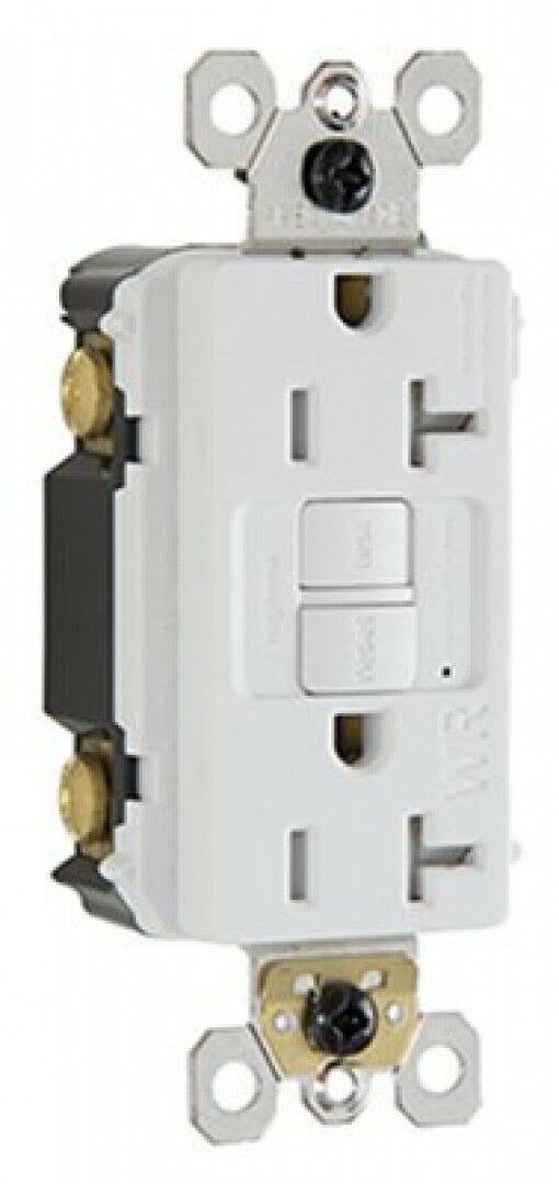 Pass and Seymour 2097TRWRWCCD4 Self Testing and GFCI Receptacle - White, 20amp