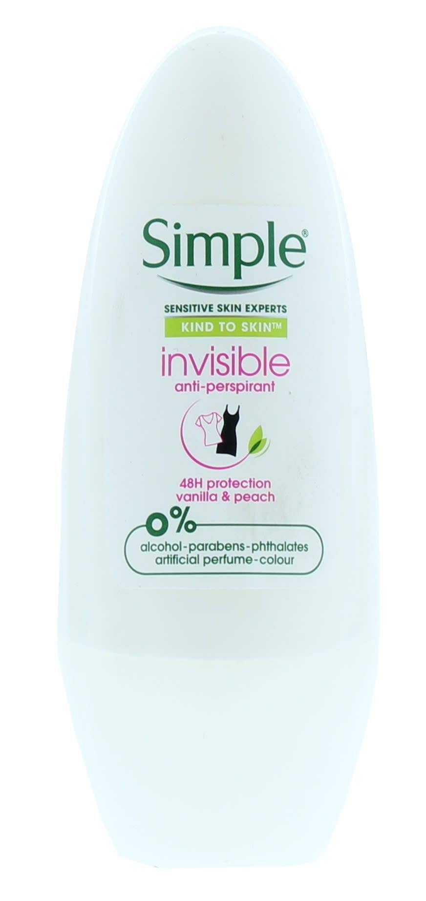 Simple Invisible Anti Perspirant Deodorant Roll On - 50ml