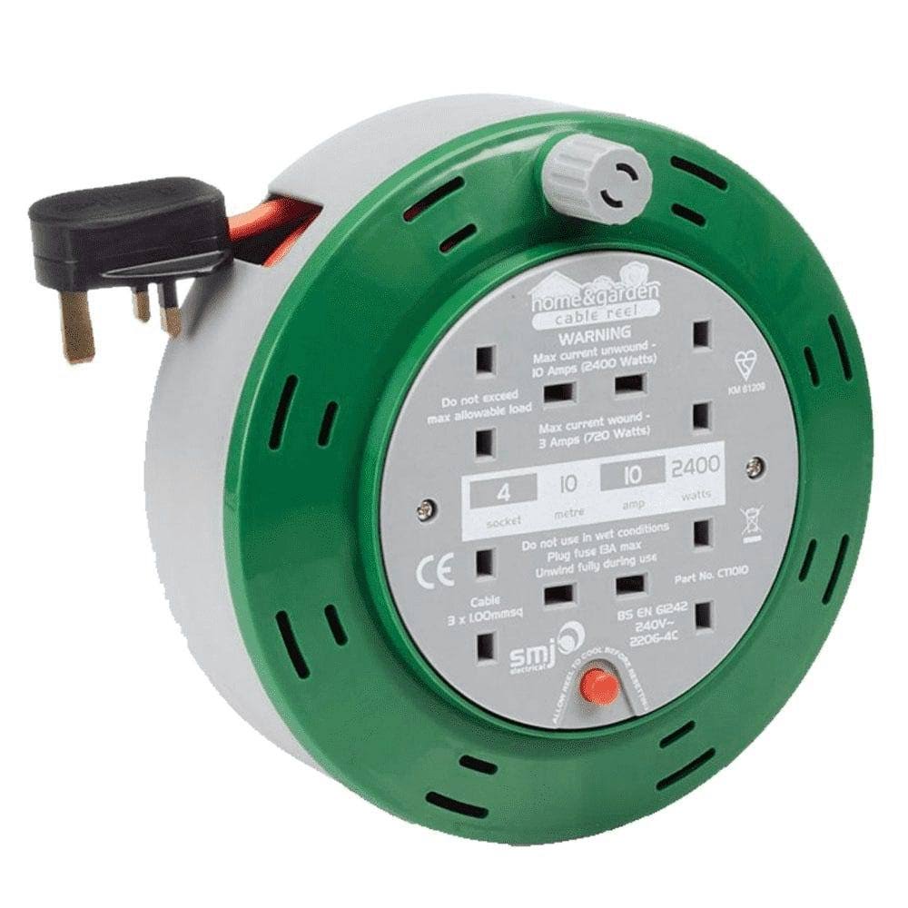 SMJ Home and Garden Cable Reel 4 Socket 10m CT1010