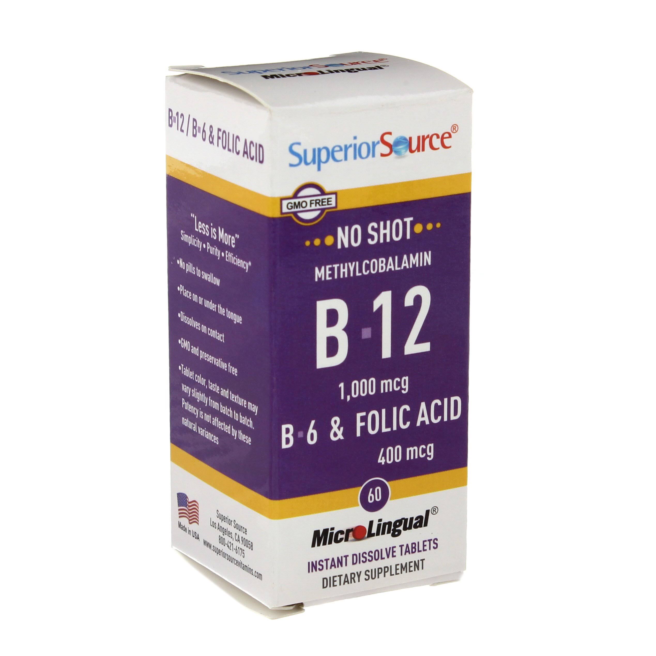 Superior Source No Shot Methylcobalamin Vitamin B12 Supplement - 60 Count