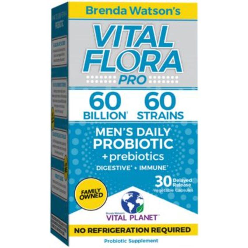 Vital Flora Pro Men's Daily Probiotic + Prebiotic - 60 Billion CFUs (30 Vegetable Capsules)
