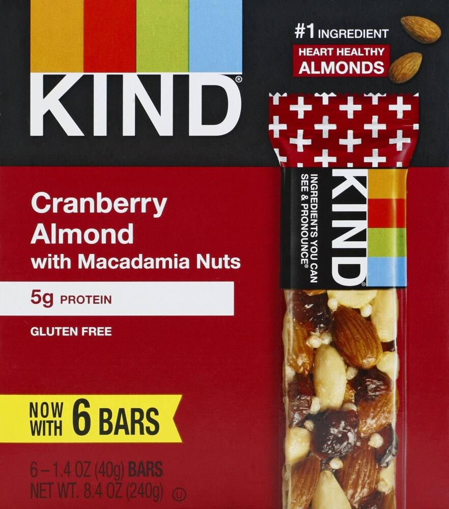 Kind Cranberry almond with Macadamia Nuts Protein Bars, 6 EA