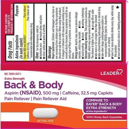 Leader Extra Strength Back and Body Pain and Fever Relief - 100ct