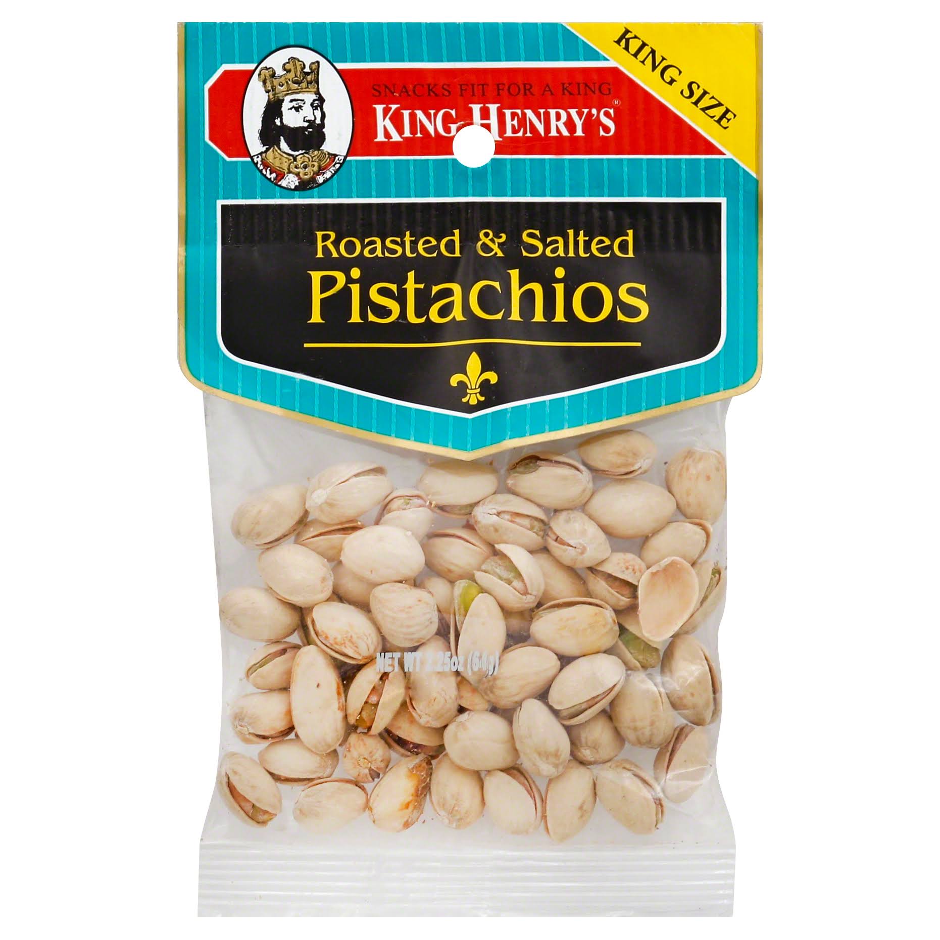 King Henrys Pistachios, Roasted & Salted, King Size - 2.25 oz