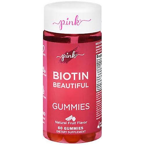 Pink Biotin Gummies | 60 Count | Non-GMO & Gluten Free | Fruit Flavor