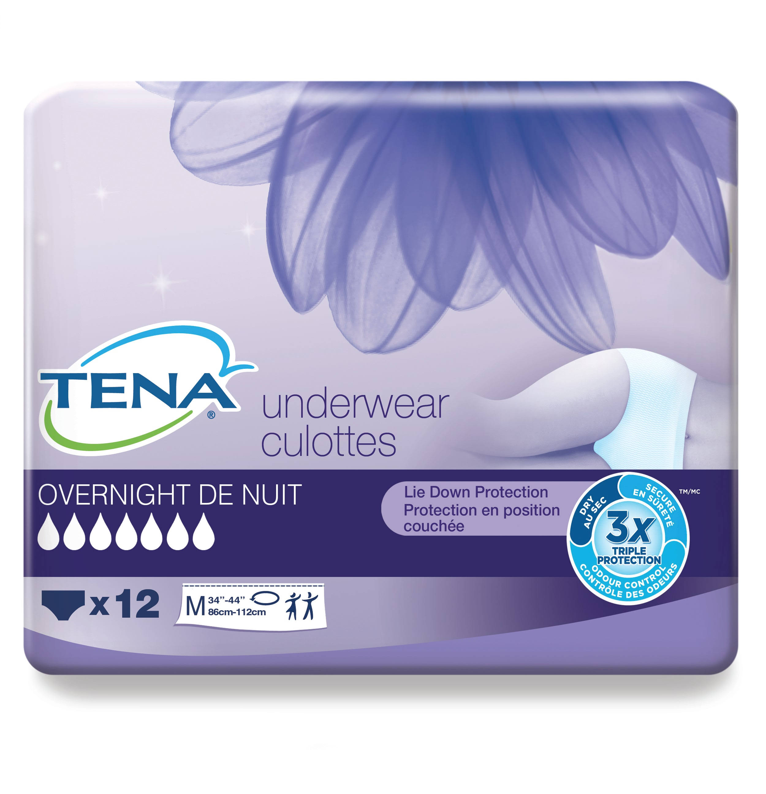 Tena Overnight Underwear Culottes - Medium, 12ct