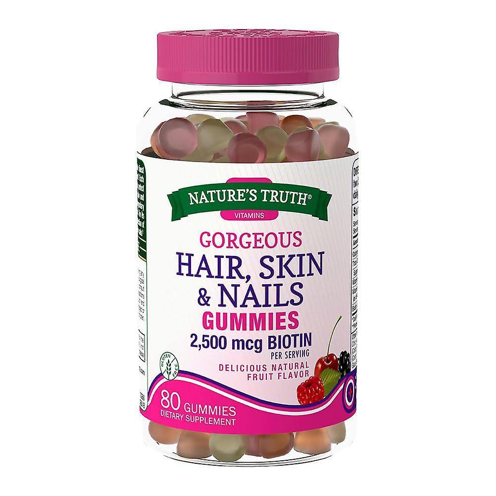 Nature's Truth Hair, Skin & Nails Dietary Supplement - Natural Fruit, 80 Gummies