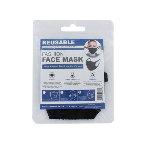 Ppe Reusable Face Mask Spandex Black