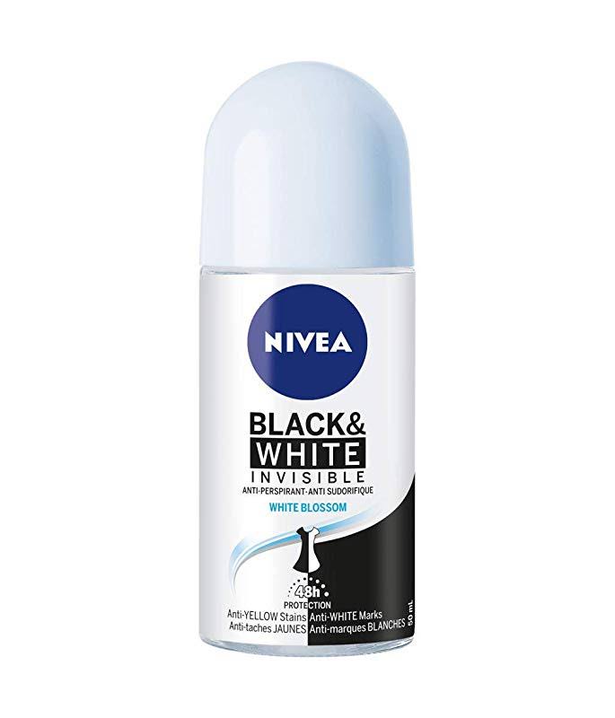 Nivea Invisible for Black and White Roll-On Anti-Perspirant, White Blossom, 50 ml | Personal Care