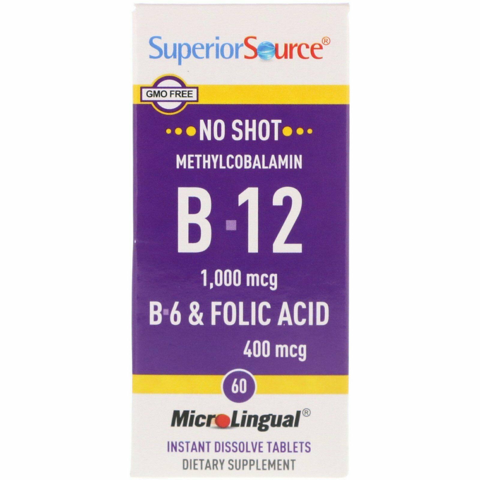 Superior Source No Shot Methylcobalamin Vitamin B12 Supplement - 60 Count