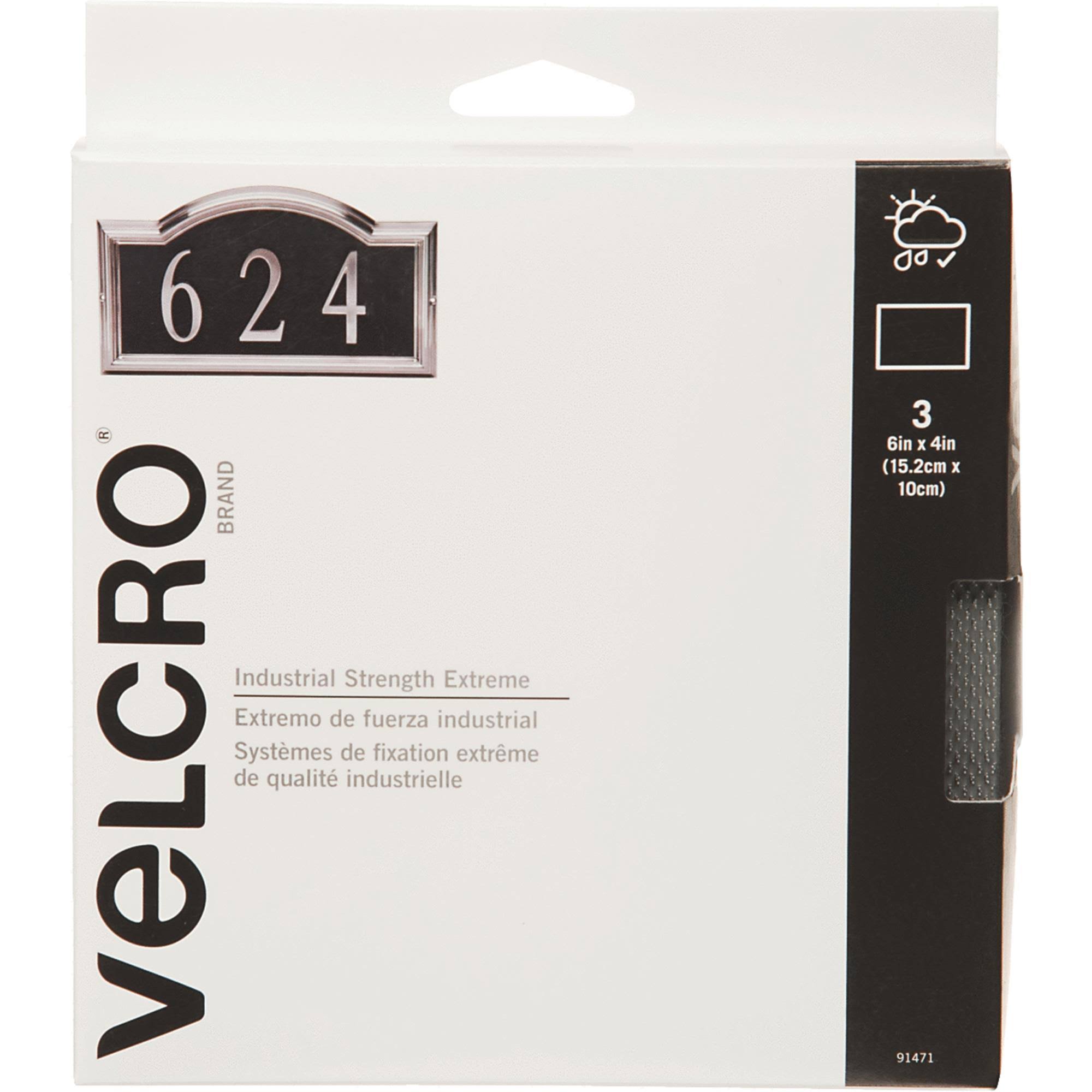 Velcro Industrial Strength Extreme 6x4" Strips - 3 Pack