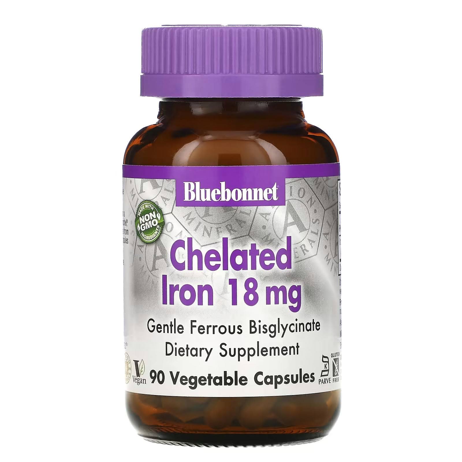 Bluebonnet Chelated Iron - 18mg, 90 Vcaps