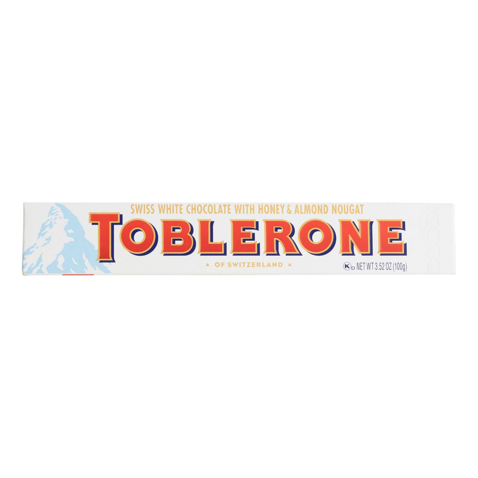 Toblerone Swiss White Chocolate Bar With Honey & almond Nougat 3.52 oz