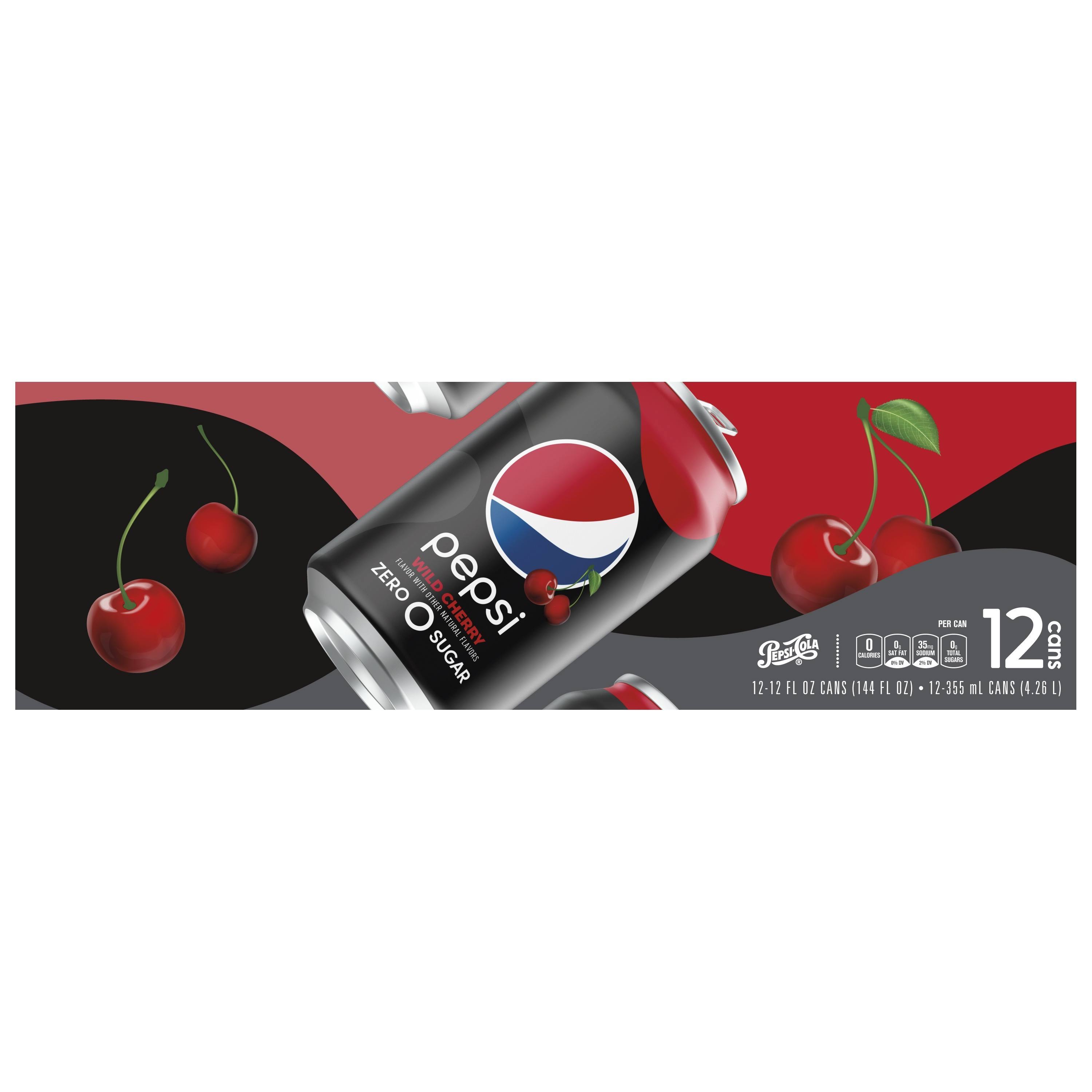Pepsi Zero Sugar Wild Cherry Soda - 12ct, 12oz
