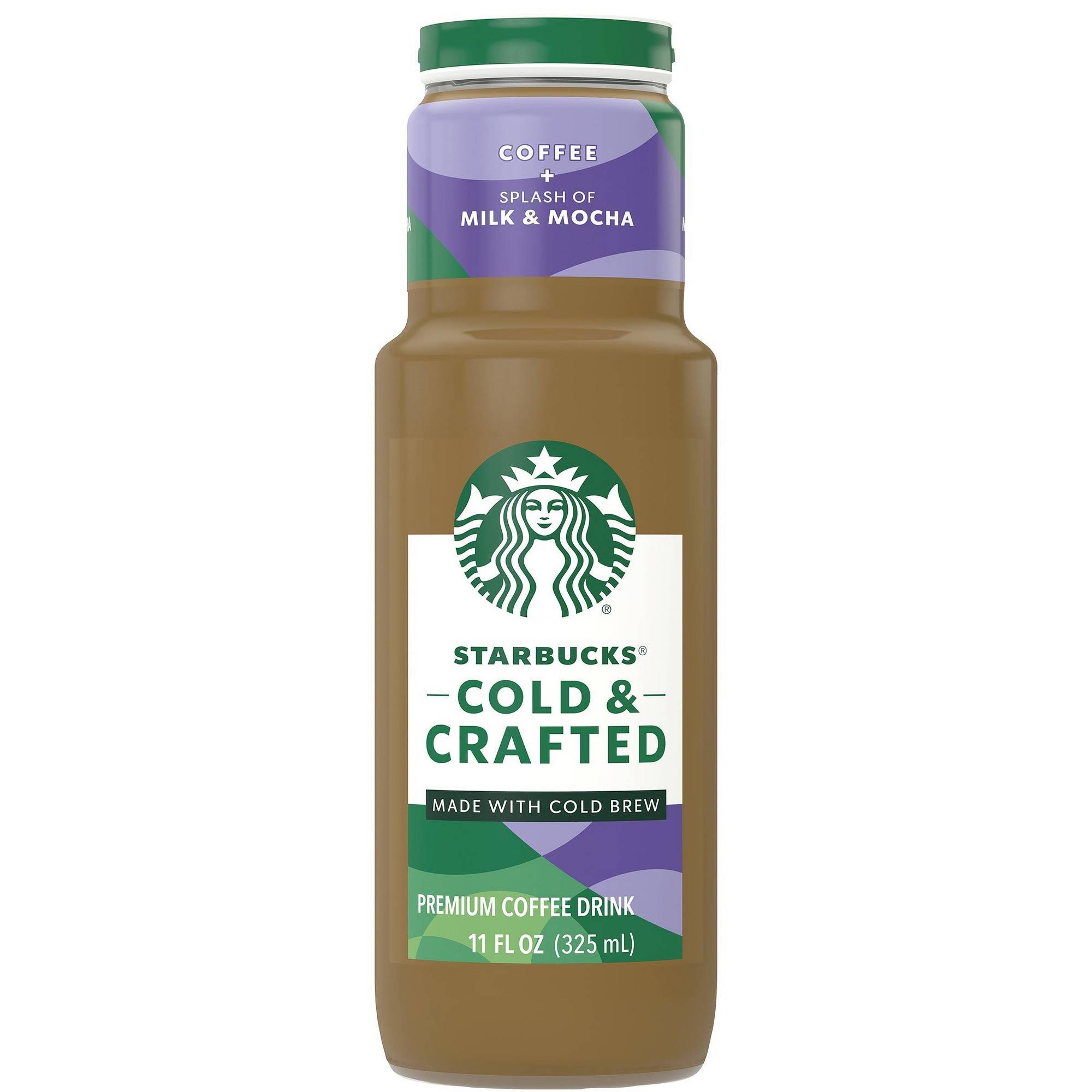 Starbucks Cold & Crafted Premium Coffee Drink Coffee + Splash of Milk & Mocha 11 fl oz Bottle