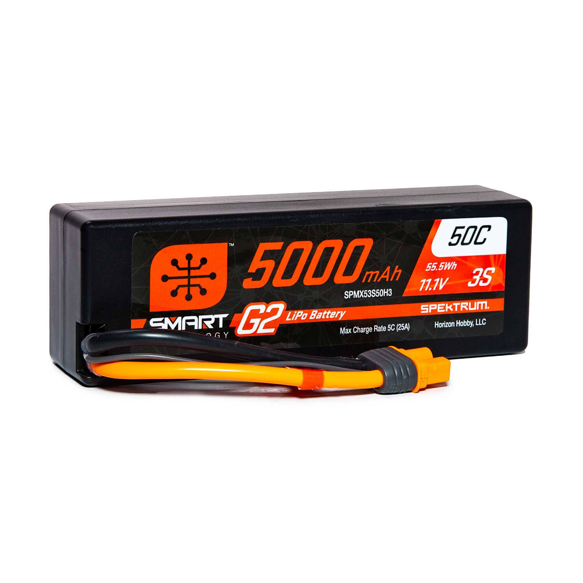 Spektrum 5000mAh 3S 11.1V 50C Smart G2 Hard Case Lipo Battery with IC3 Connector RC Lipo Batteries